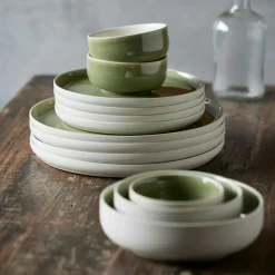 North Bowl 11 cm, Matte White/Shiny Moss