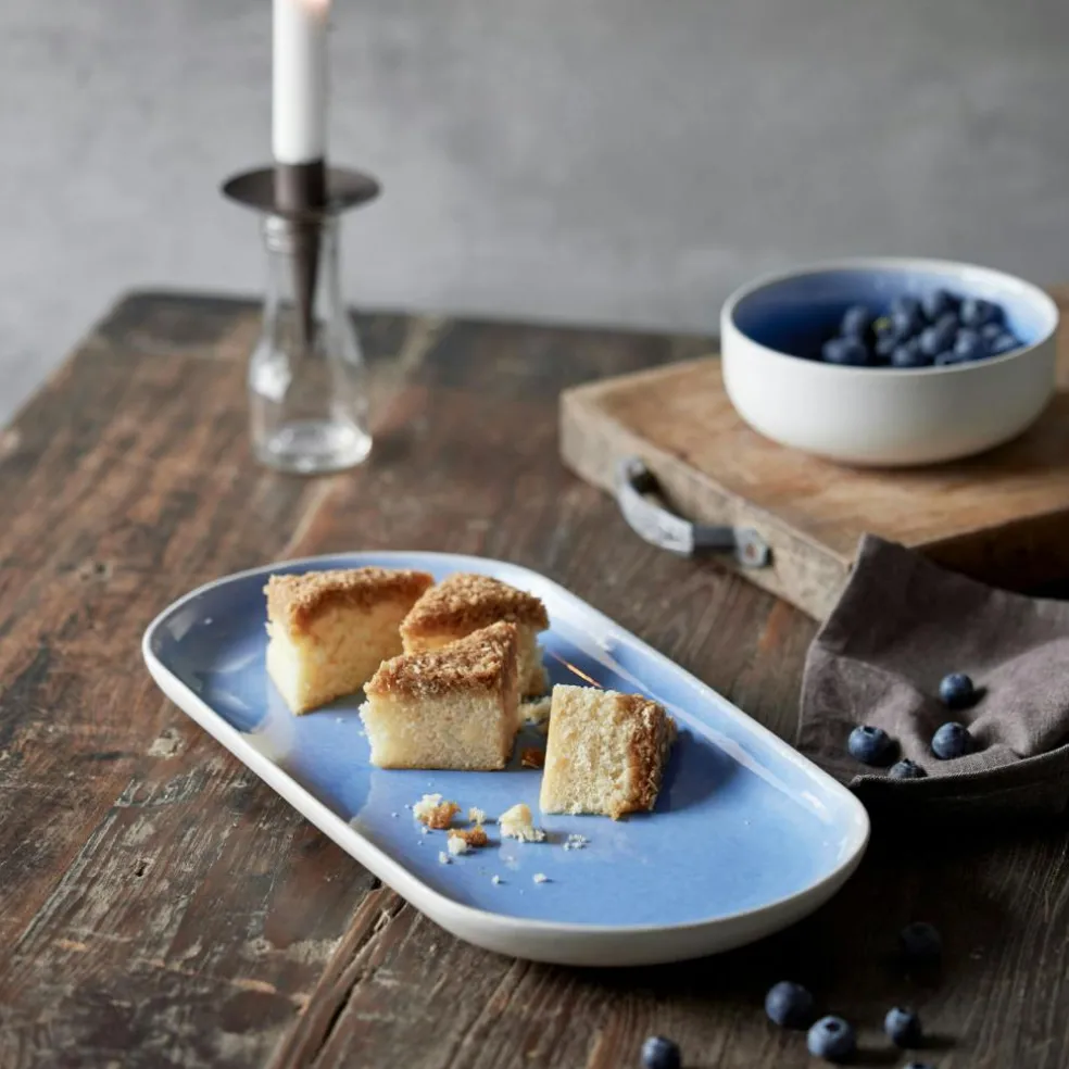 North Serving Dish 19x38 cm, Matte White/Shiny River