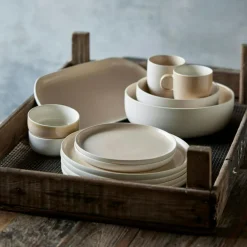 North Serving Dish 19x38 cm, Matte White/Shiny River