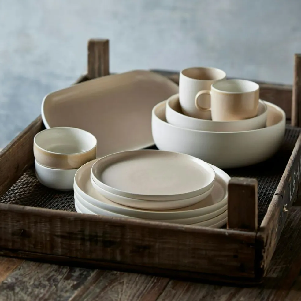 North Serving Dish 19x38 cm, Matte White/Shiny River