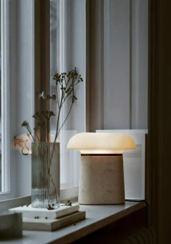 Nova Table Lamp, Ivory Travertine
