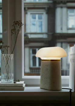 Nova Table Lamp, Ivory Travertine