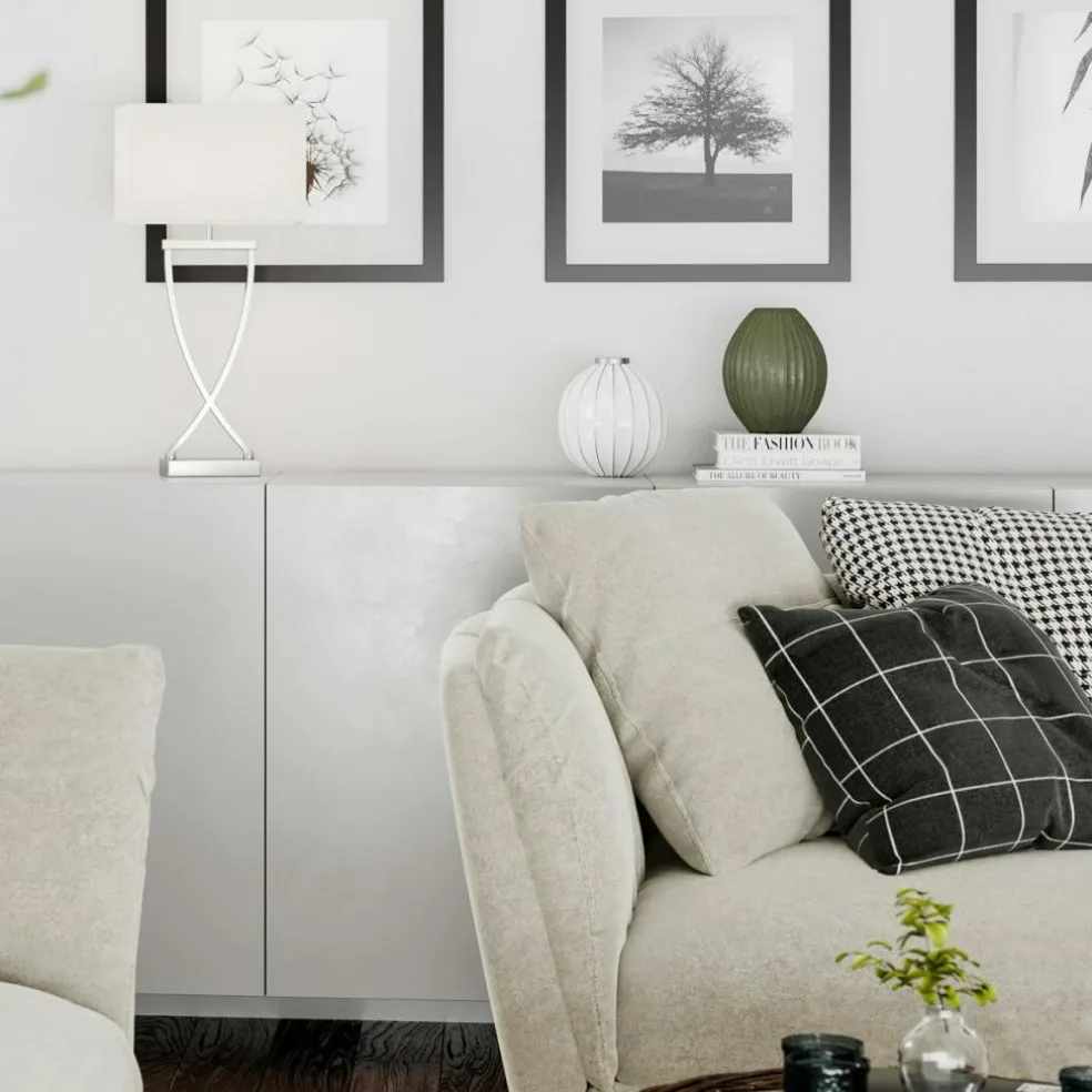 Omega Table Lamp 52 cm, Chrome / White