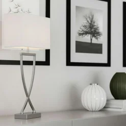 Omega Table Lamp 52 cm, Chrome / White