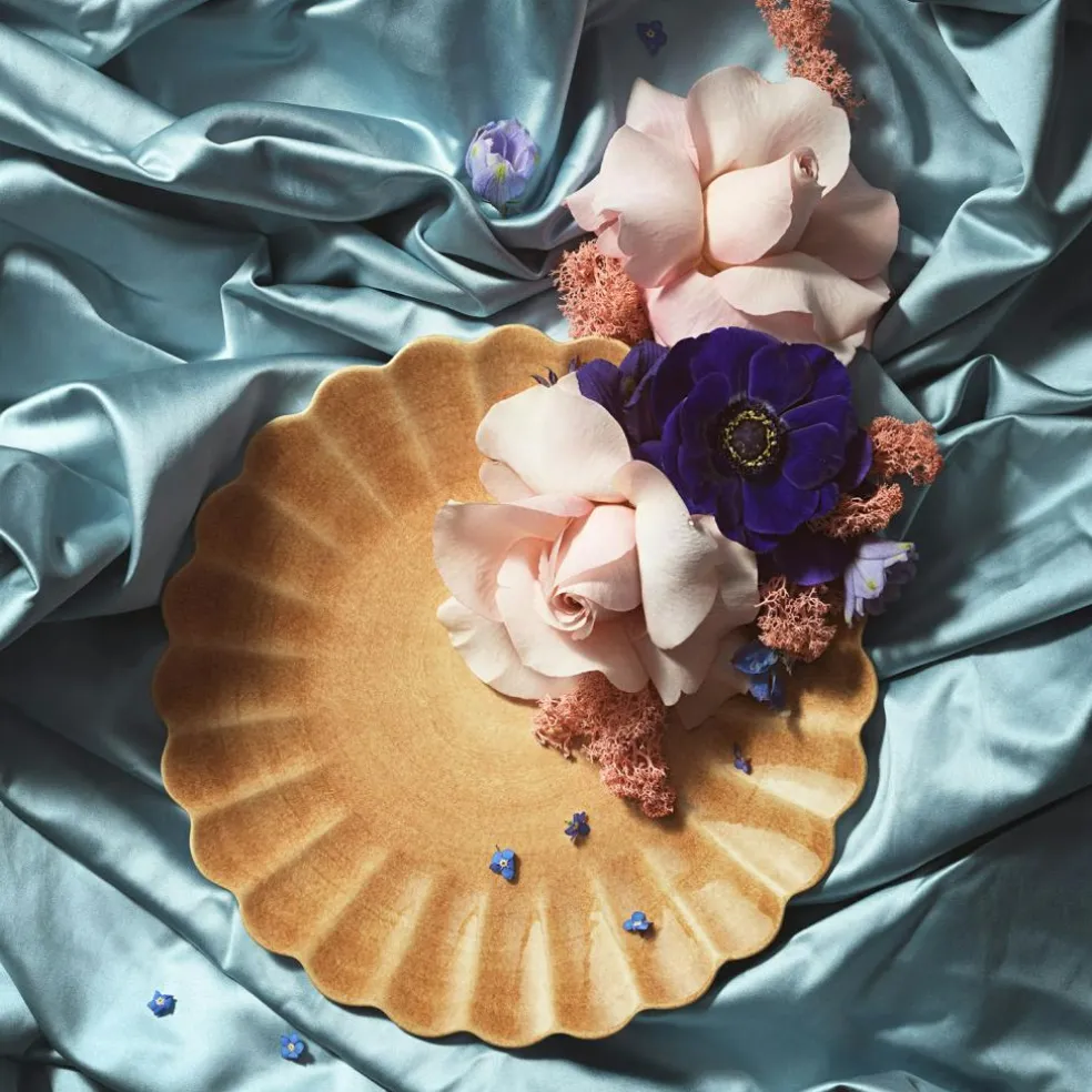 Oyster Plate, Yellow, 28 cm