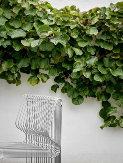 Pantonova Outdoor Lounge Chair Linear, Stainless Steel