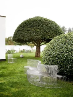 Pantonova Outdoor Lounge Chair Linear, Stainless Steel