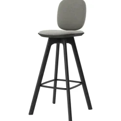 Pauline Comfort Bar Chair 75 cm, Black Lacquered Oak / Leather Cinnamon