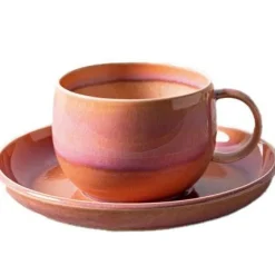 Perlemor Coral Coffee Cup With Saucer
