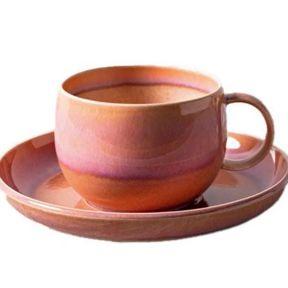 Perlemor Coral Coffee Cup With Saucer