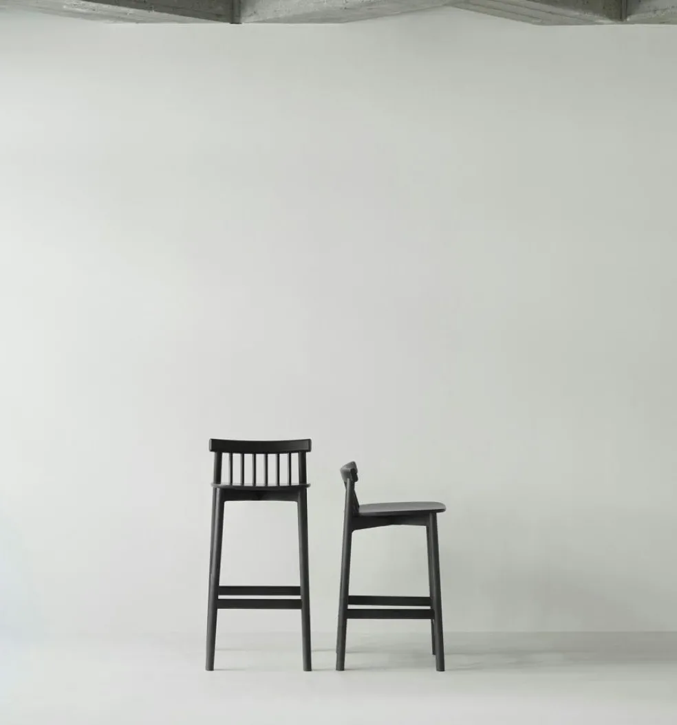 Pind Bar Stool 75 cm, Black Stained Ash