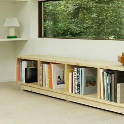 Plank Bookcase Pinewood, Low