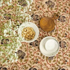 Poppy Table Cloth, Beige/Black