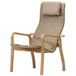 Primo Armchair High Back, Painted Beech / Strap Leather Nature