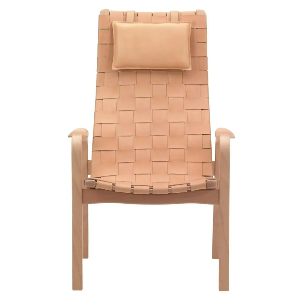 Primo Armchair High Back, Painted Beech / Strap Leather Nature