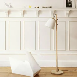 Pull Floor Lamp, White / Oak