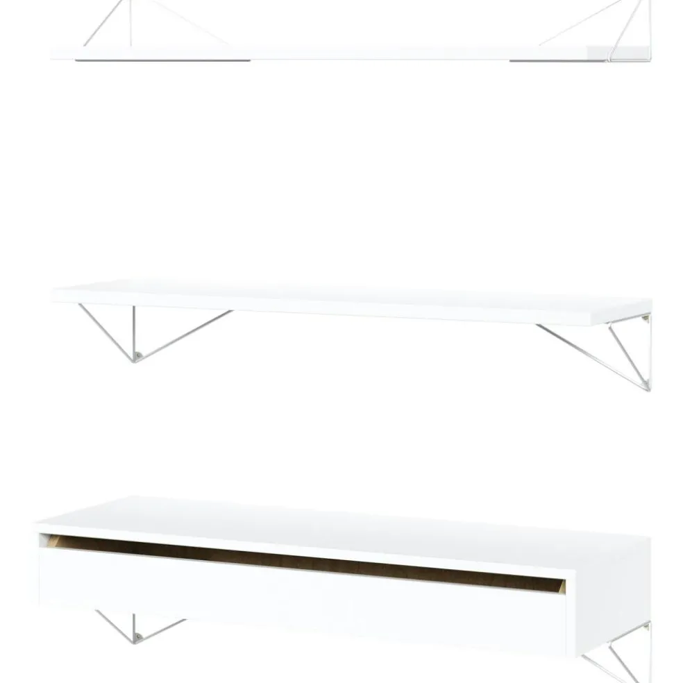 Pythagoras Shelf Set With Drawer L, White