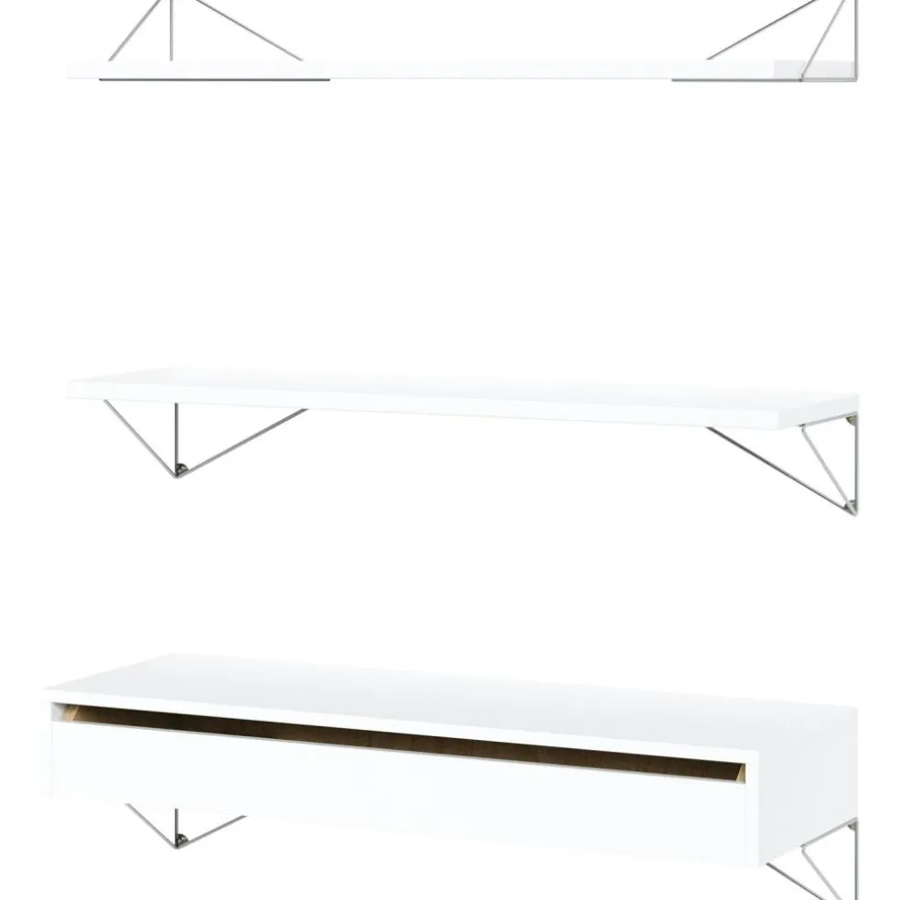 Pythagoras Shelf Set With Drawer L, White