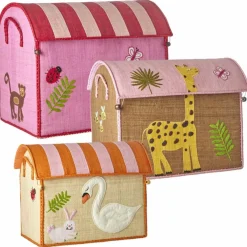 Raffia Toy Storage 3-pack, Pink Jungle