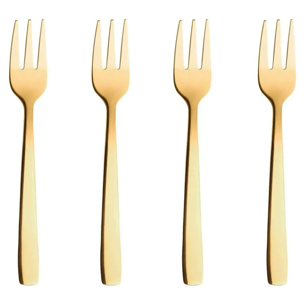 Raw Cake Fork 4 Pcs, Gold
