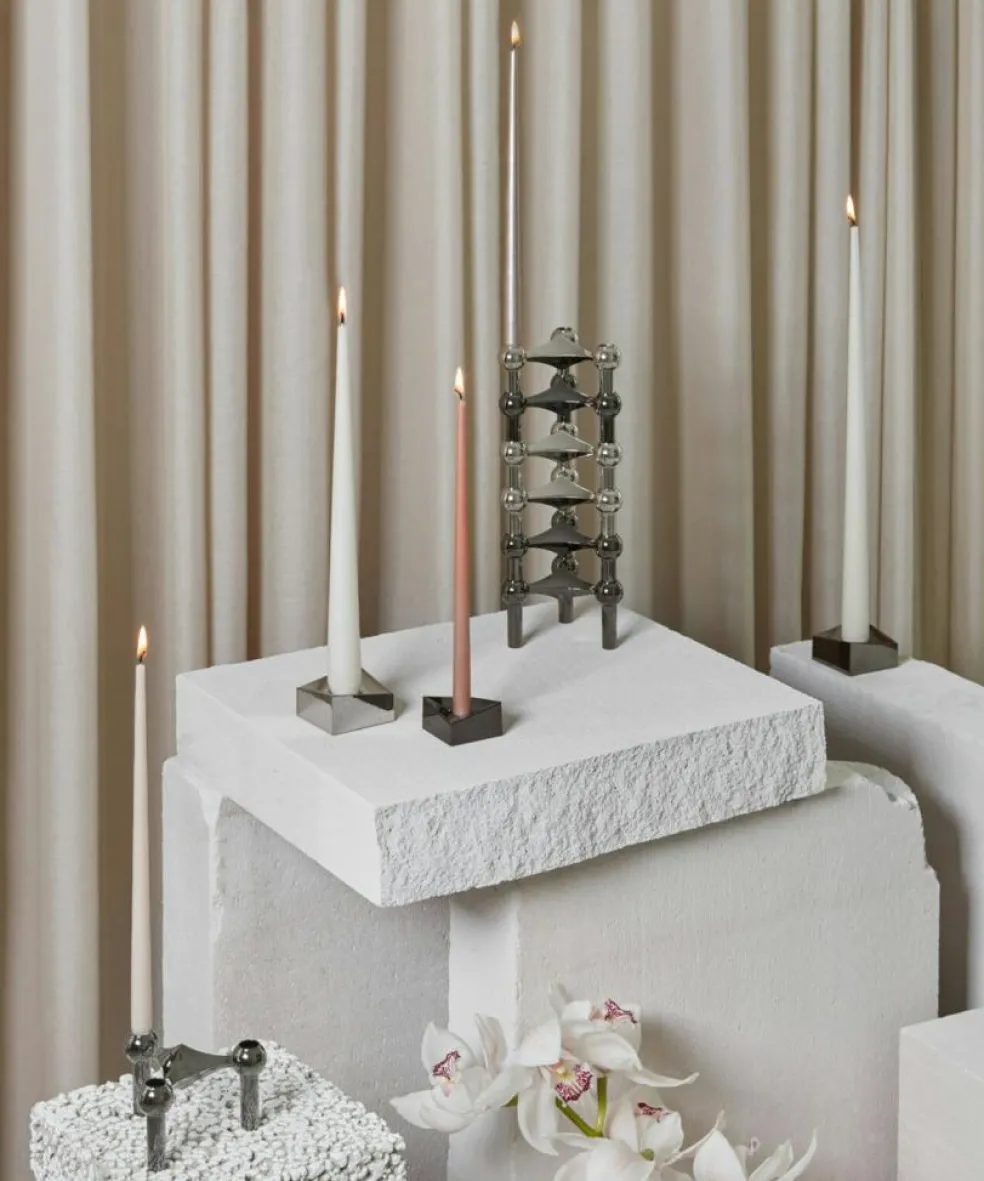 Reflect Candle Holder Small, Brushed Chrome