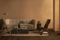 Reverse Table Lamp, Travertine / Bronzed Brass