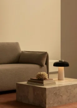 Reverse Table Lamp, Travertine / Bronzed Brass