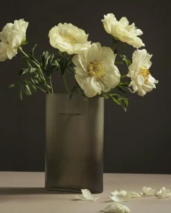 Ridge Vase Frosted Glass 16,5 cm, Taupe