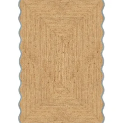Scallop Jute Rug 75x200 cm, Misty Blue
