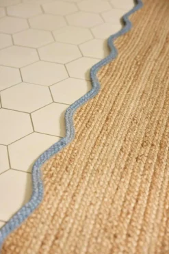 Scallop Jute Rug 75x200 cm, Misty Blue