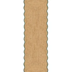 Scallop Jute Rug 75x200 cm, Misty Blue