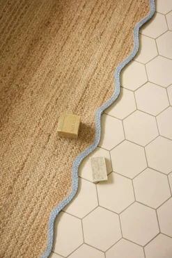 Scallop Jute Rug 75x200 cm, Misty Blue