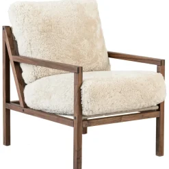 Seventy Five Wood Armchair, Walnut / Sheepskin Moonlight