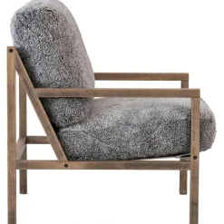 Seventy Five Wood Armchair, Smoked Oak / Bouclé Sand