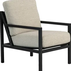Seventy Five Wood Armchair, Black Oak / Bouclé Sand