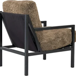 Seventy Five Wood Armchair, Black Oak / Bouclé Sand