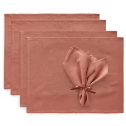 Sienna Textile Set 4 Placemats + 4 Napkins, Pink