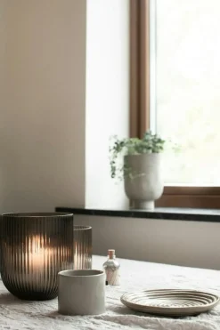 Simple Stripe Vase 14 cm, Brown