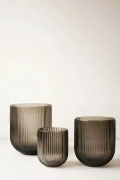 Simple Stripe Vase 14 cm, Brown