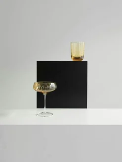 Single Cut Champagne Coupe, Amber