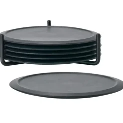 Singles Coaster With Holder, Black