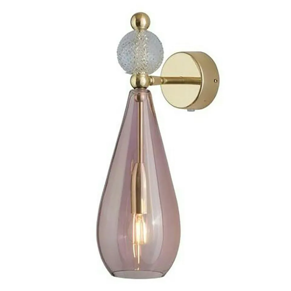 Smykke Wall Lamp, Golden Smoke / Crystal Check Ball / Shiny Gold