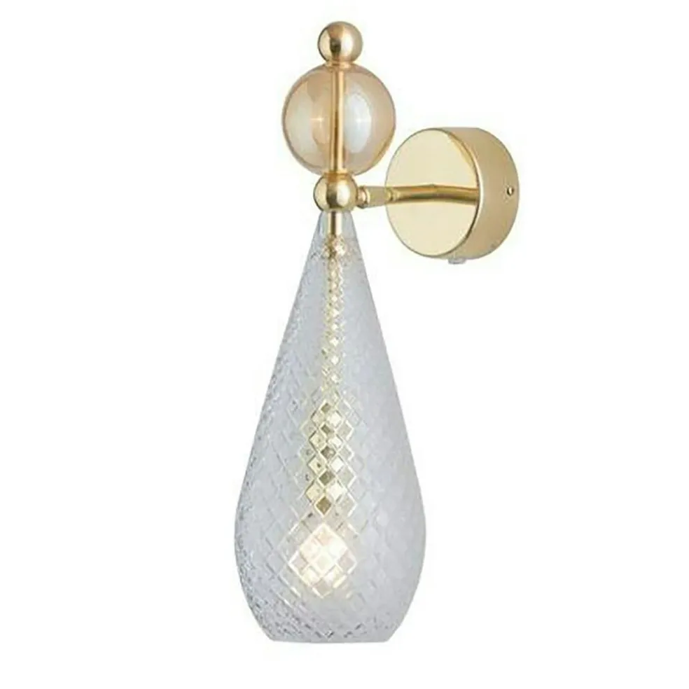Smykke Wall Lamp, Golden Smoke / Crystal Check Ball / Shiny Gold