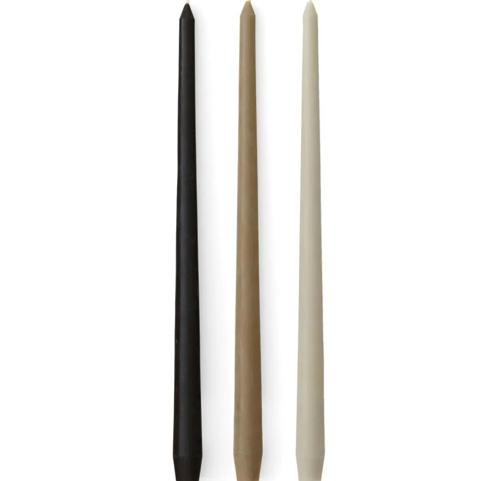 Spire Smooth Tapered Candle, H38, Ivory, Set of 6