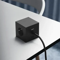 Square 1 Extension Cord With USB-C / Magnet 3 m, Stockholm Black