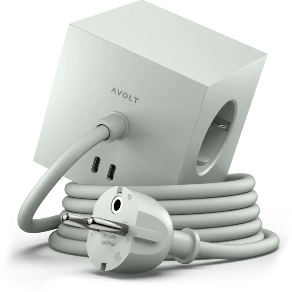 Square 1 Extension Cord With USB-C / Magnet 3 m, Stockholm Black