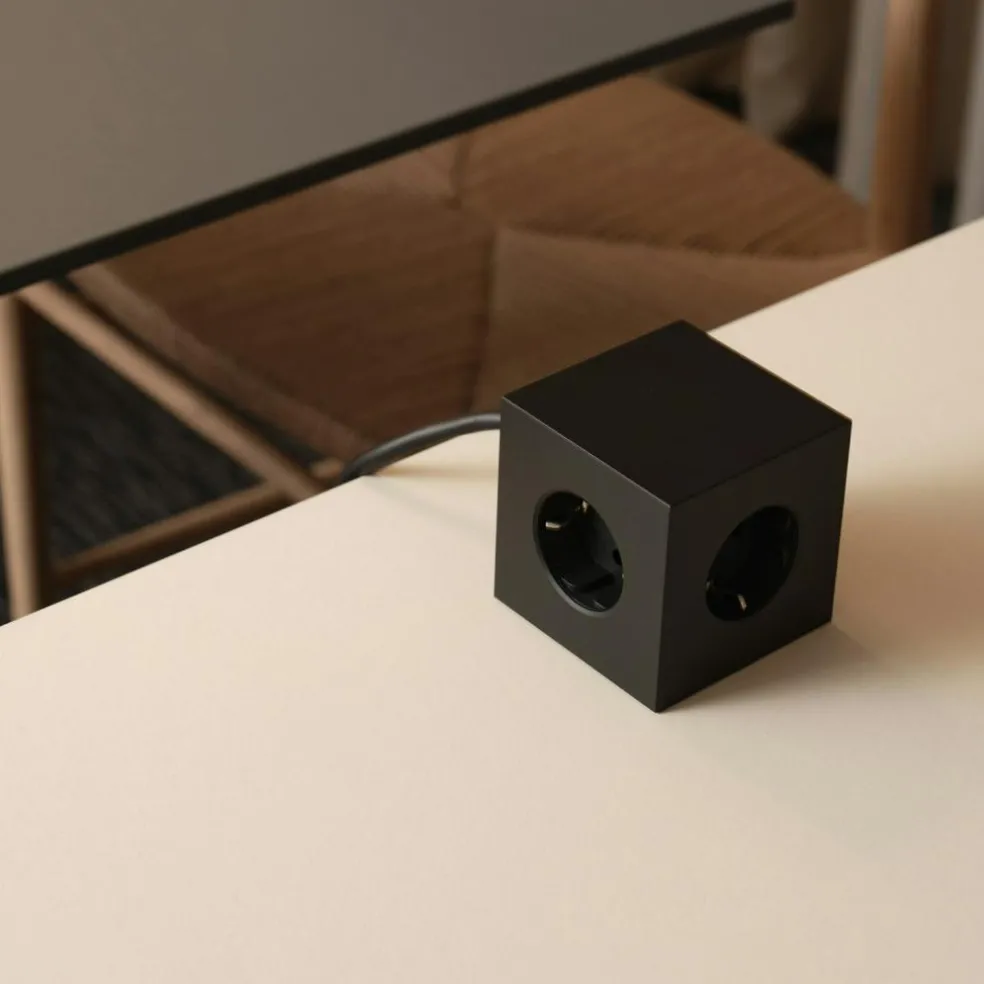 Square 1 Extension Cord With USB-C / Magnet 3 m, Stockholm Black