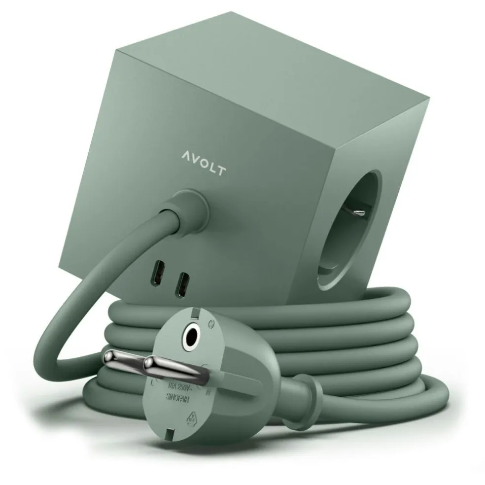 Square 1 Extension Cord With USB-C / Magnet 1,8 m, Stockholm Black