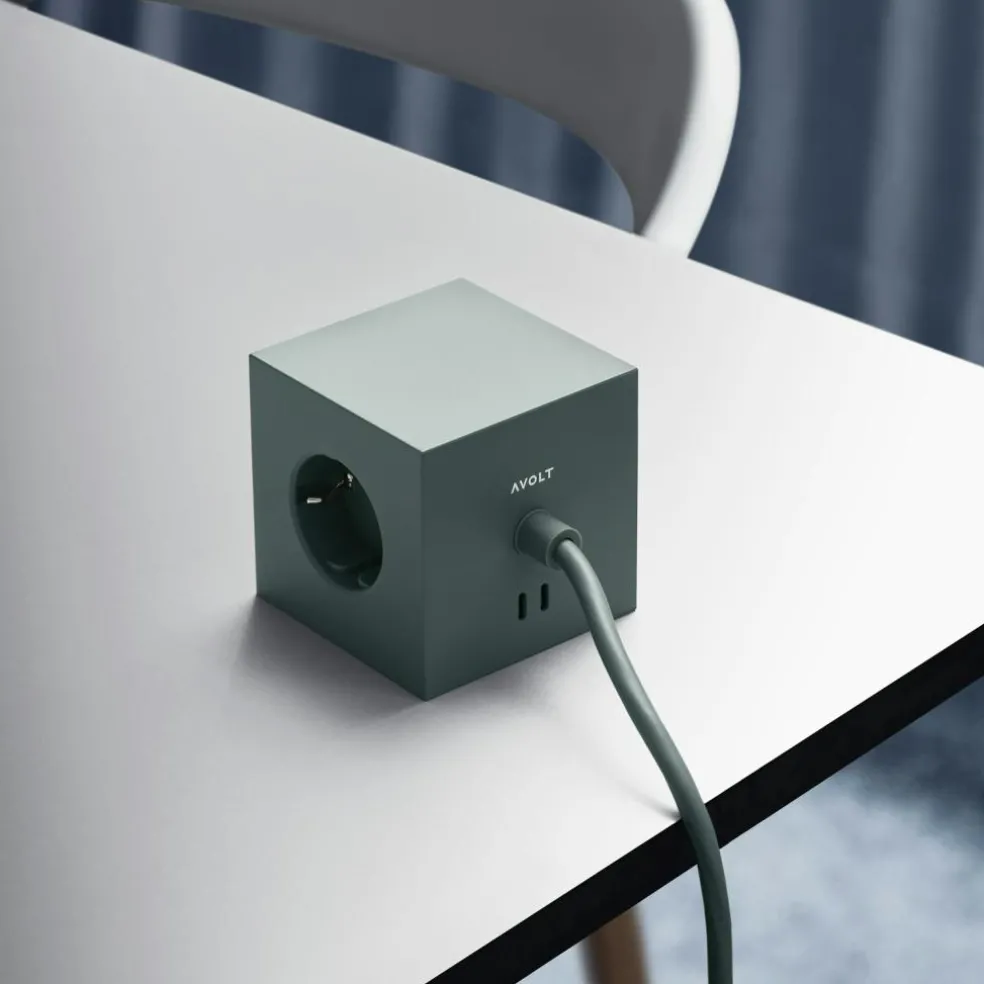 Square 1 Extension Cord With USB-C / Magnet 1,8 m, Stockholm Black