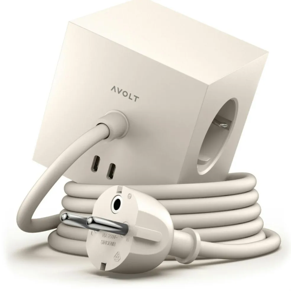 Square 1 Extension Cord With USB-C / Magnet 1,8 m, Stockholm Black